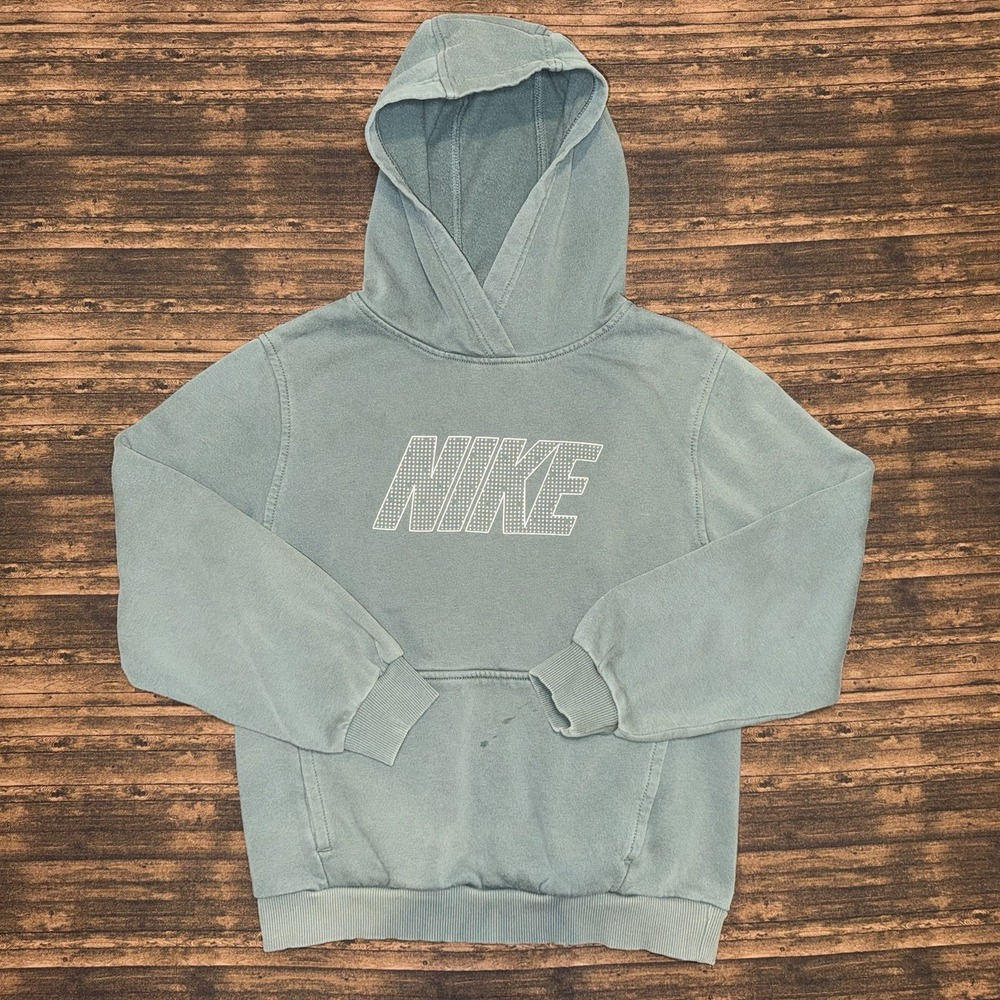 Nike Pullover Hoodie Youth Large Green Vintage Logo Swoosh Fleece